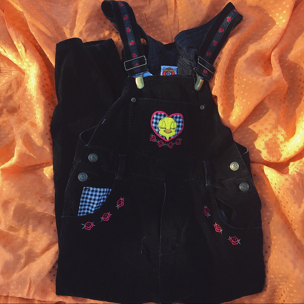 Children’s tweety velvet overalls